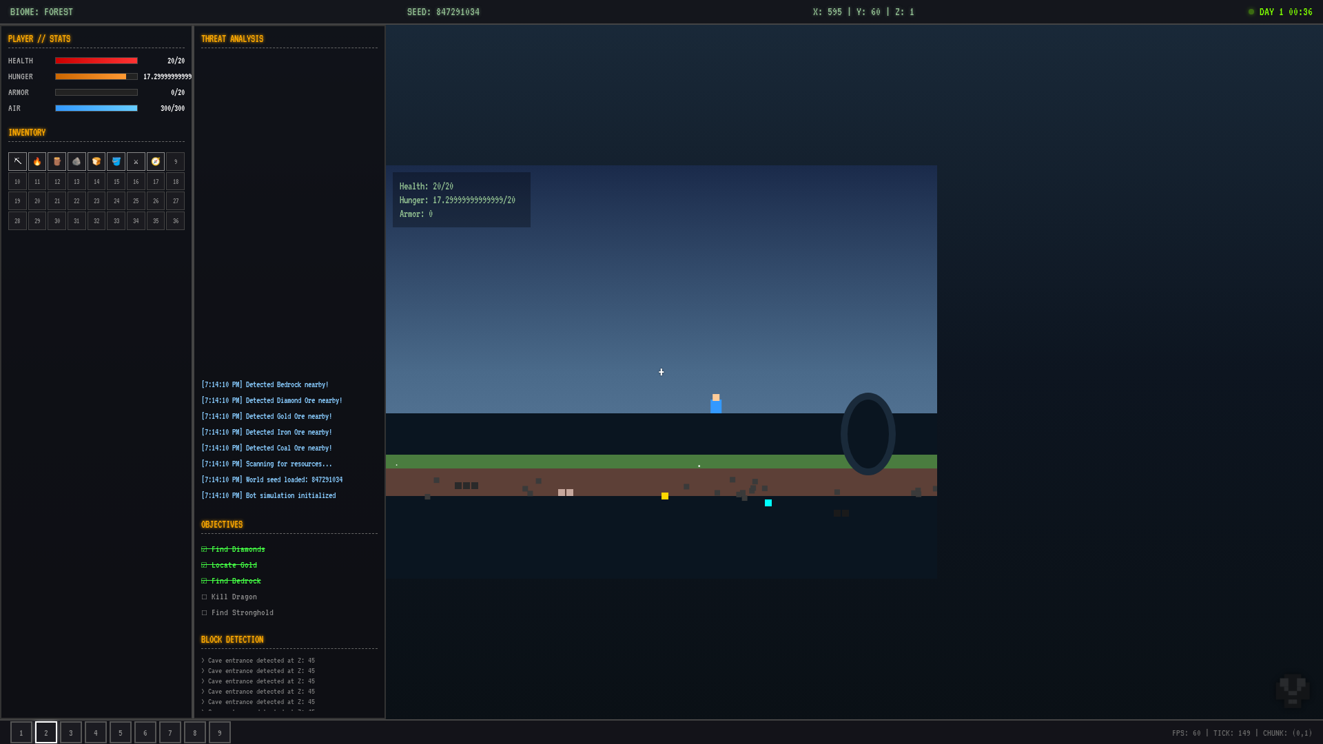 Minecraft Bot Simulation